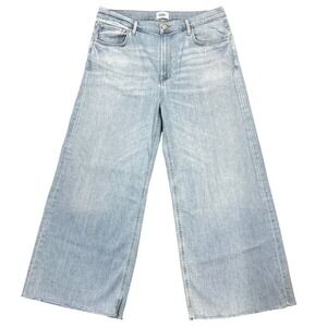Citizens of Humanity Lyra‎ Wide Leg Crop Jeans 32" Marquee Light Wash Raw Hem